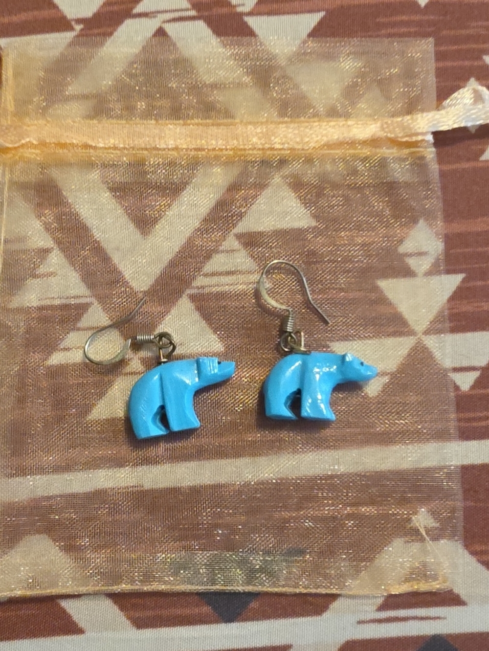 Turquoise  Blue Bear Dangle Earrings